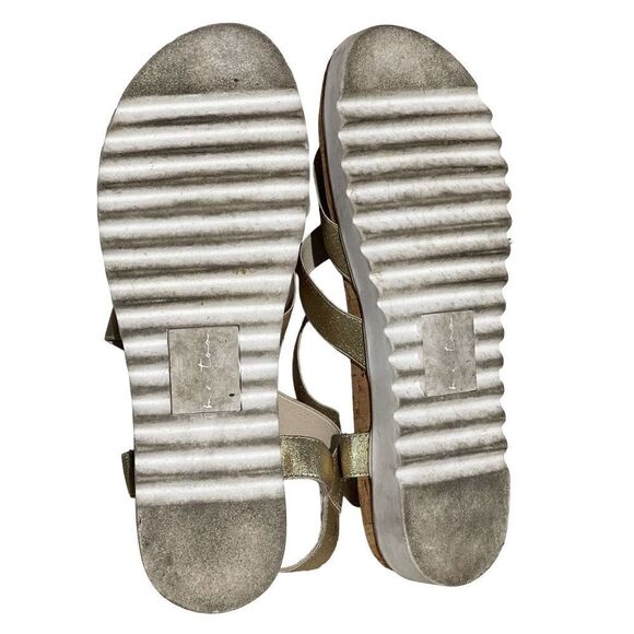 MeToo Gold Elastic Cork Open Toe Strap Sandals Size 9m - Picture 3 of 8